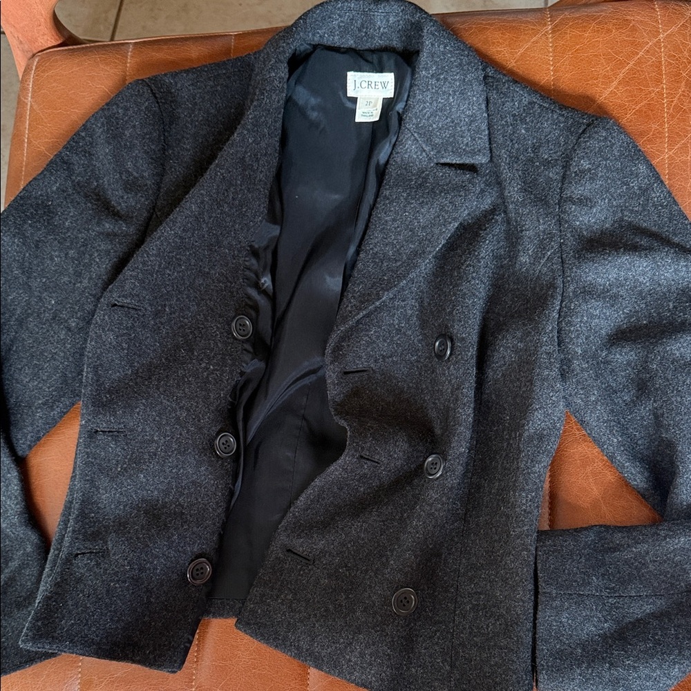 💥 J. Crew Charcoal Wool Double-Breasted Pea Coat - Picture 9 of 9